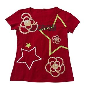 just cavalli graphic sequin star shirt size M